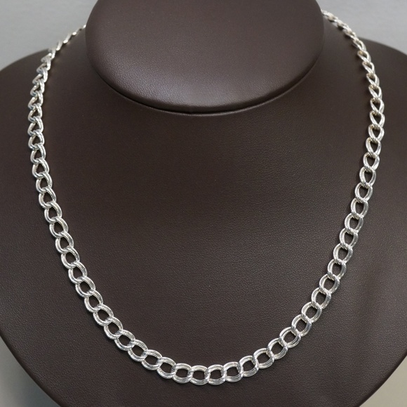 Sterling Silver (.925) 24" Double Curb Link Chain - Picture 1 of 5